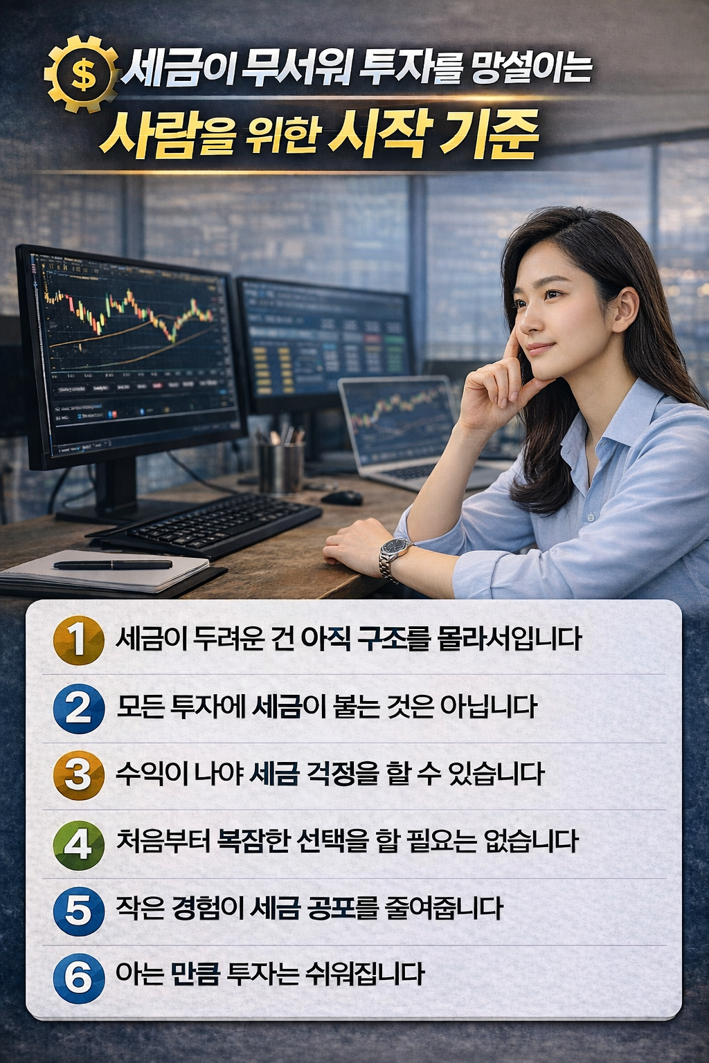 세금이 무서워 투자를 망설이는 사람을 위한 시작 기준을 설명한 인포그래픽