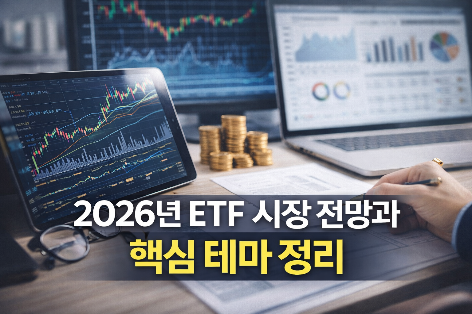 2026년 ETF 시장의 흐름과 핵심 투자 테마를 한눈에 보여주는 워드프레스 블로그 썸네일 이미지