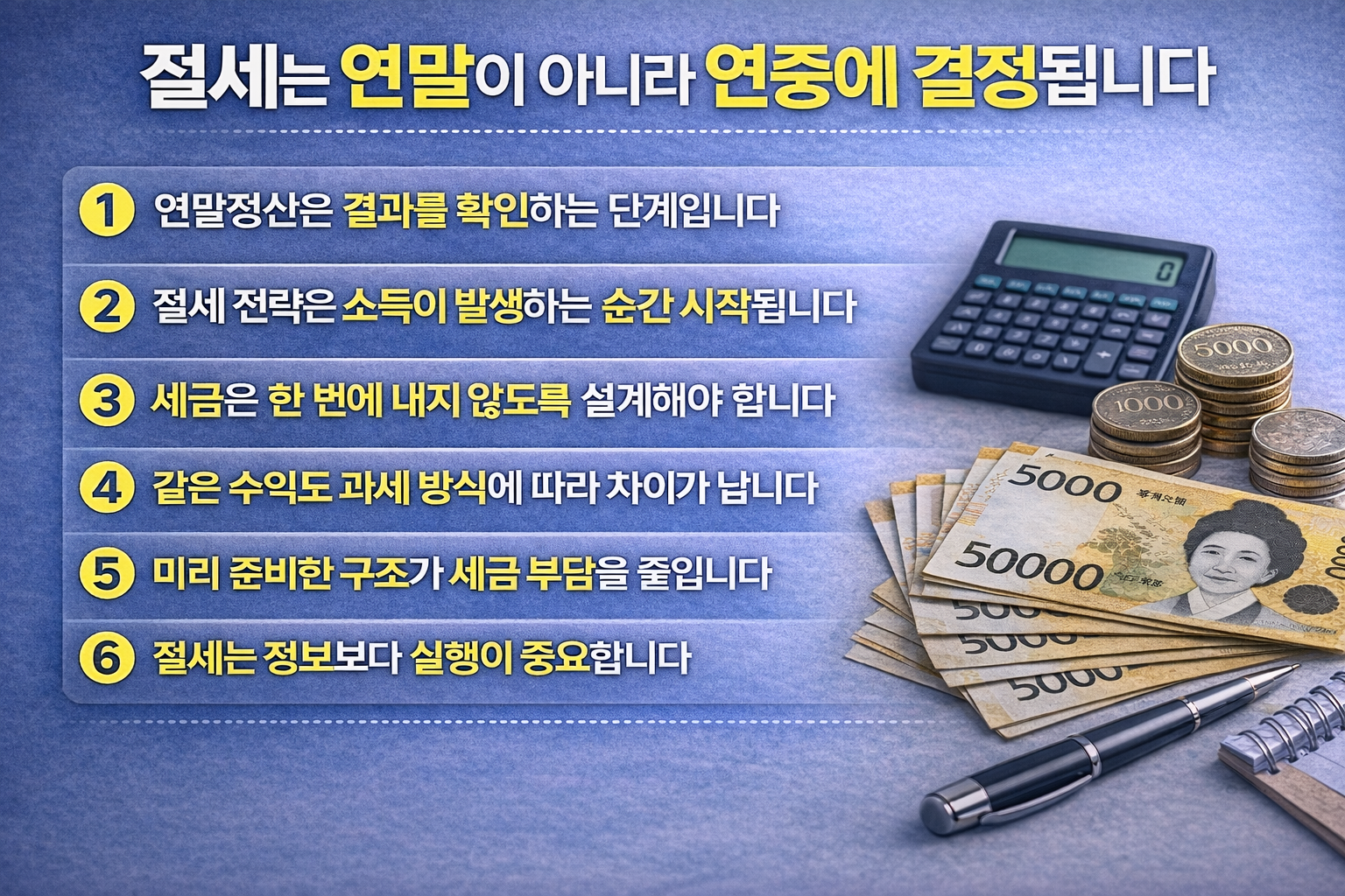 연말정산이 아닌 연중 관리가 절세의 핵심임을 강조한 인포그래픽