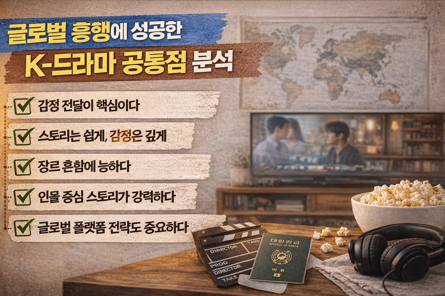 전 세계에서 사랑받은 K-드라마의 공통점을 감정·스토리·플랫폼 관점에서 분석한 콘텐츠 썸네일