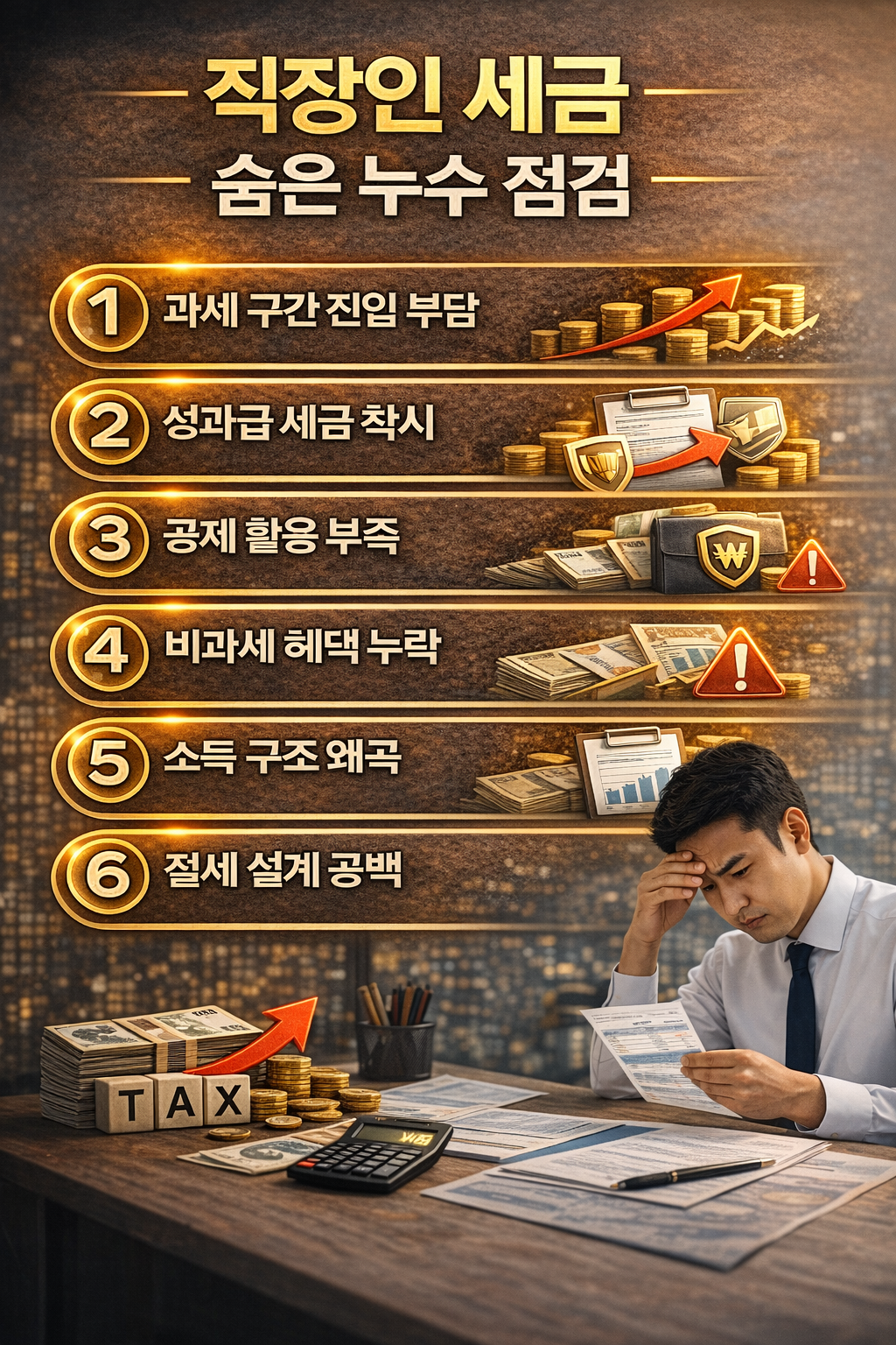 직장인의 세금 누수 구조와 절세 포인트를 한눈에 보여주는 생활 금융 인포그래픽