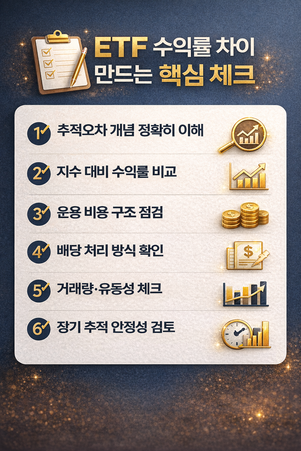ETF 추적오차와 운용 구조를 이해하기 위한 핵심 투자 체크리스트 인포그래픽