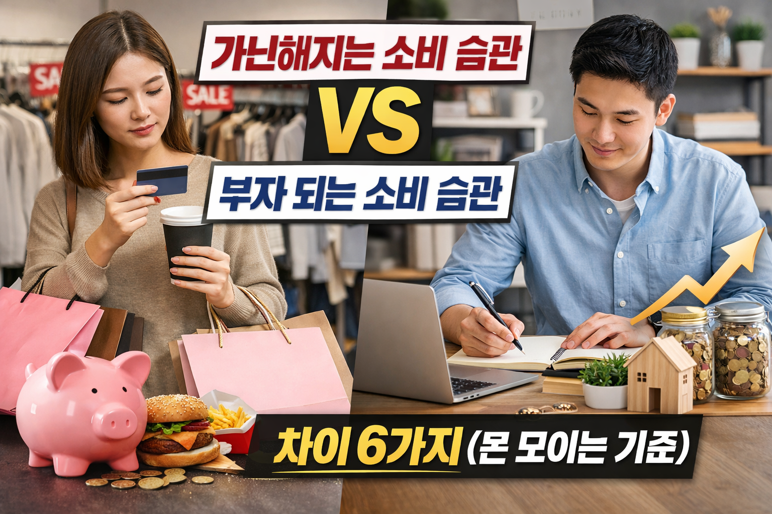 가난해지는 소비 습관 vs 부자 되는 소비 습관 차이 6가지 (돈 모이는 기준)