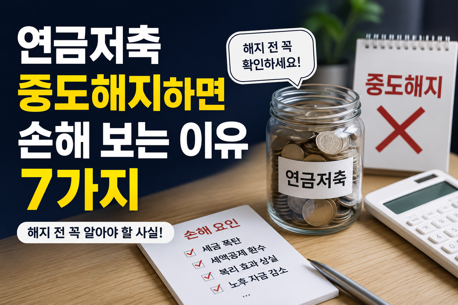 연금저축 중도해지하면 손해 보는 이유 7가지 (해지 전 꼭 알아야 할 사실)