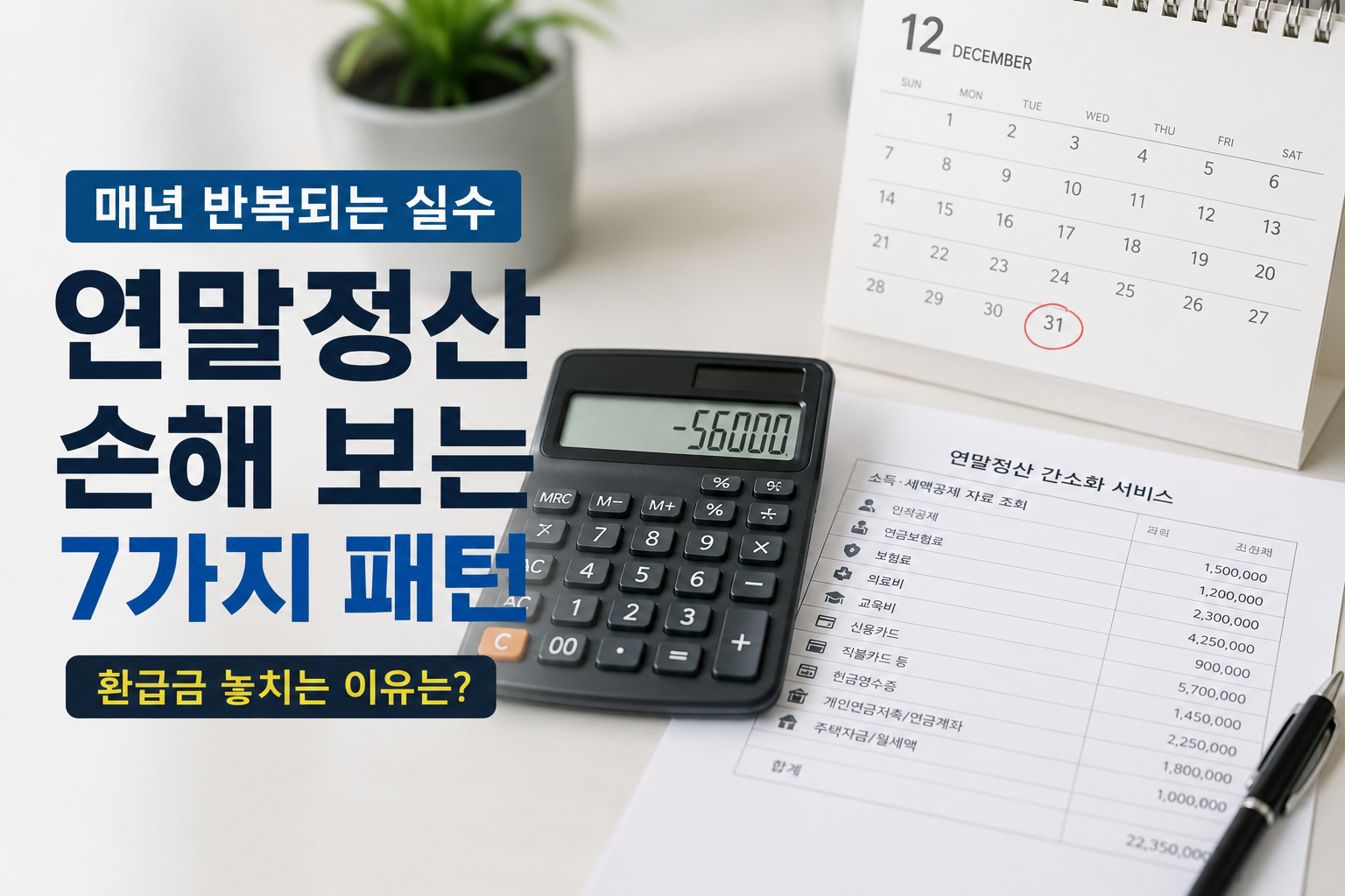 매년 연말정산에서 손해 보는 사람들의 공통 실수 7가지 (환급금 놓치는 이유)